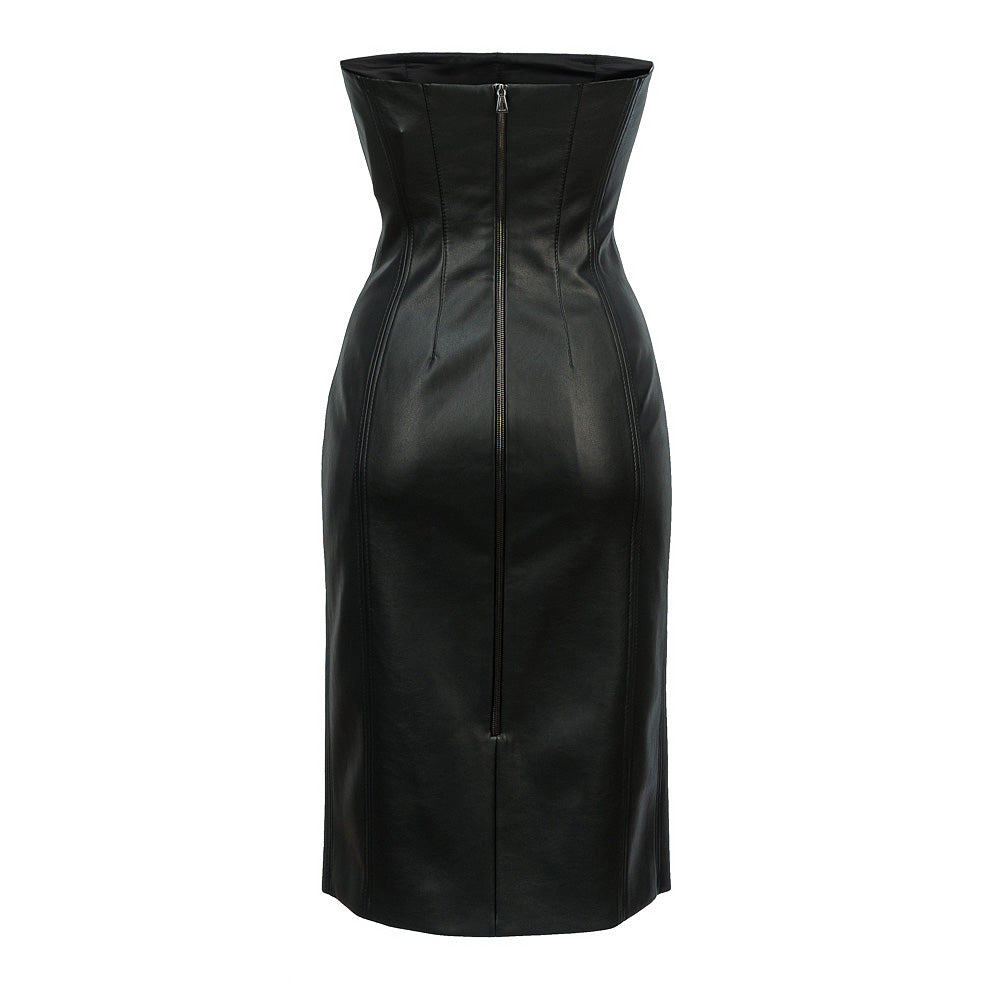 Eco-Leather Dress with Cut-Out