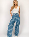 Wide Jeans with Brick Print