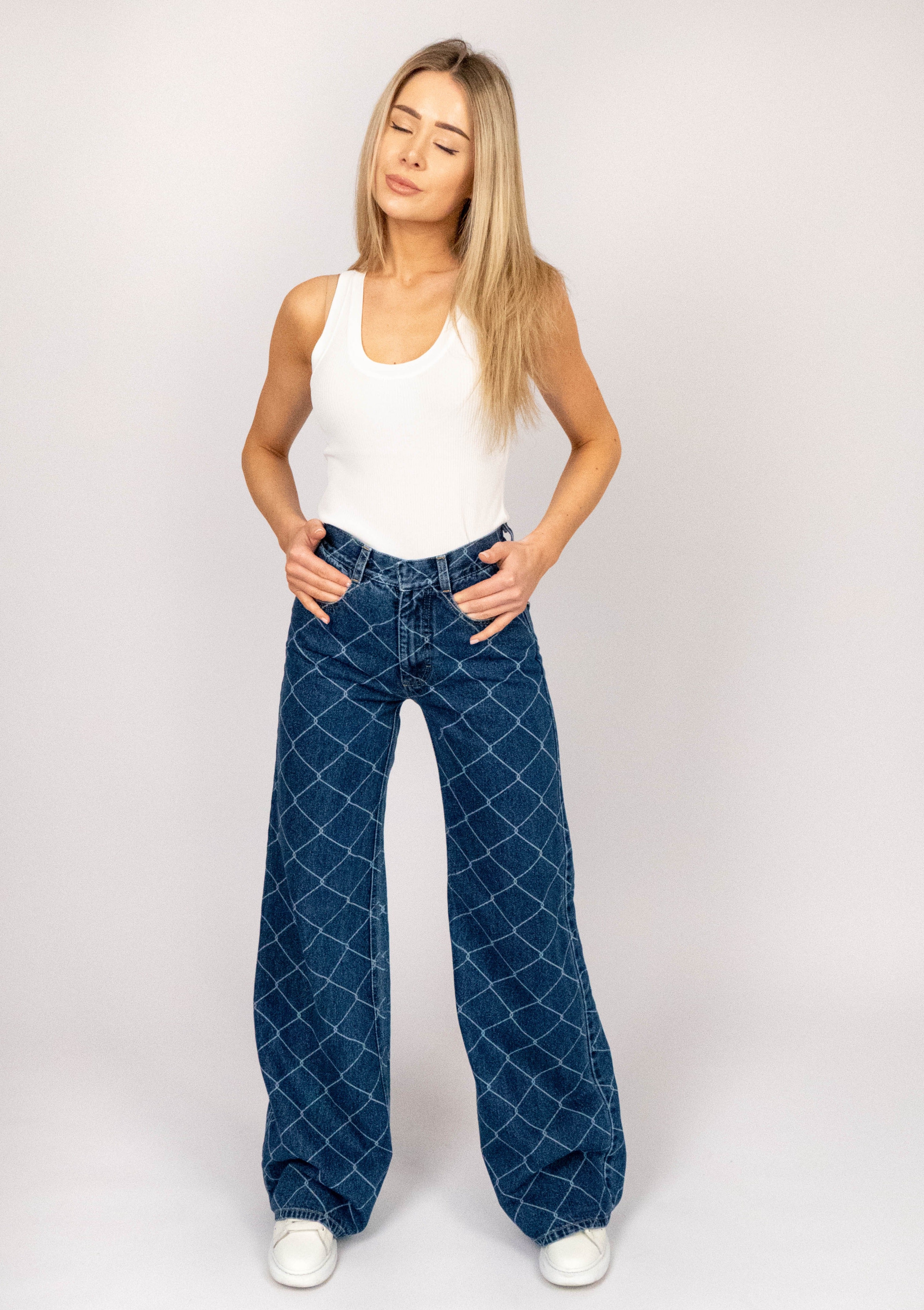 Flared Jeans with Rabitz Print
