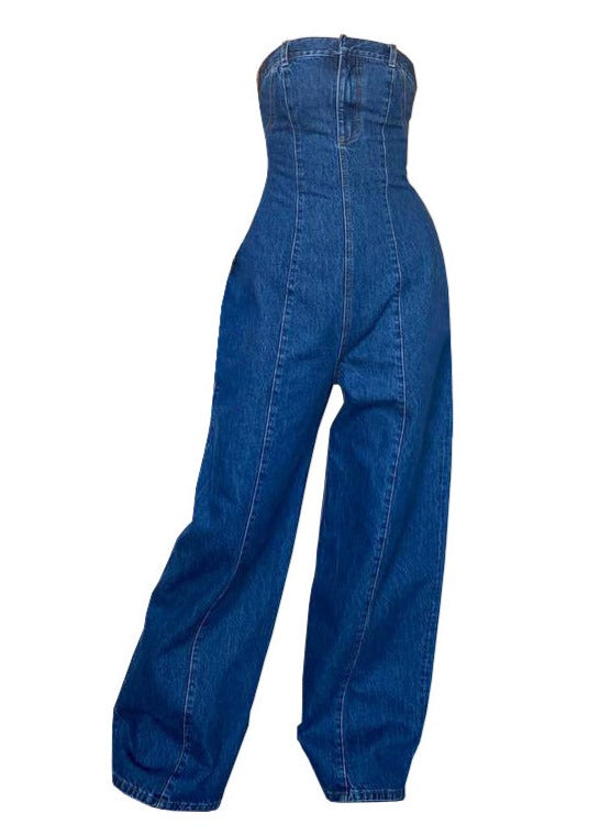 Jeans Overall with Front Zipper