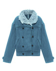 Light Blue Denim Jacket with Denim Fur Collar