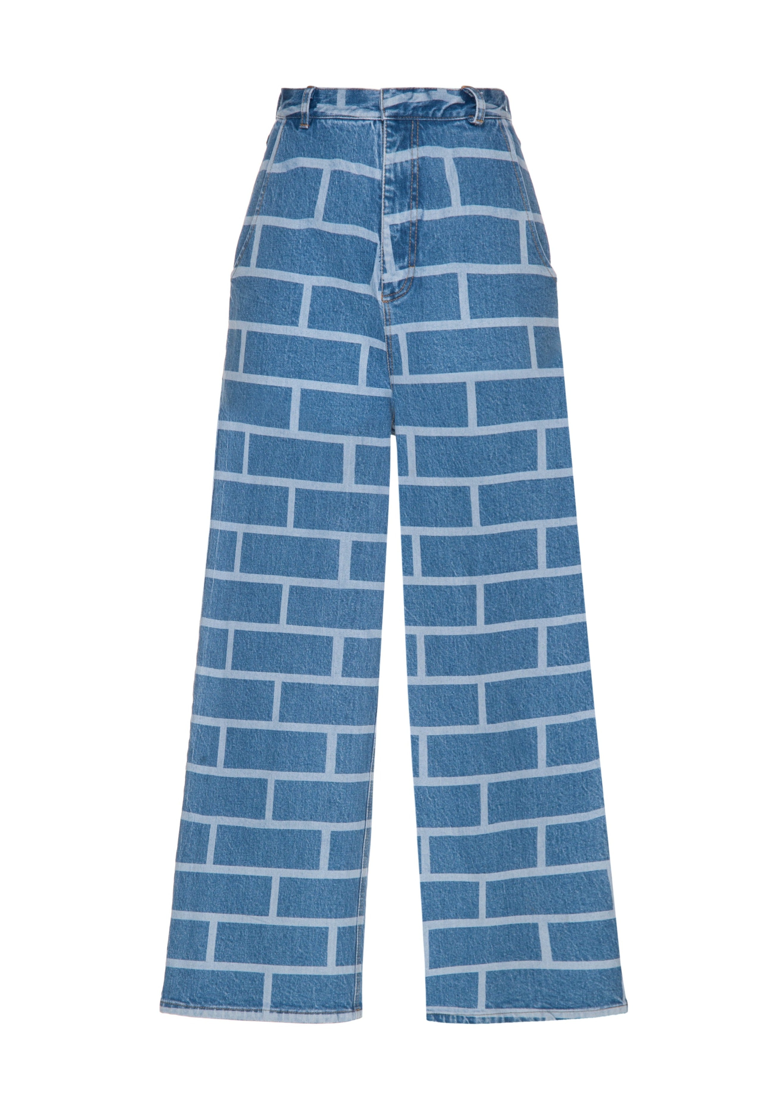 Wide Jeans with Brick Print